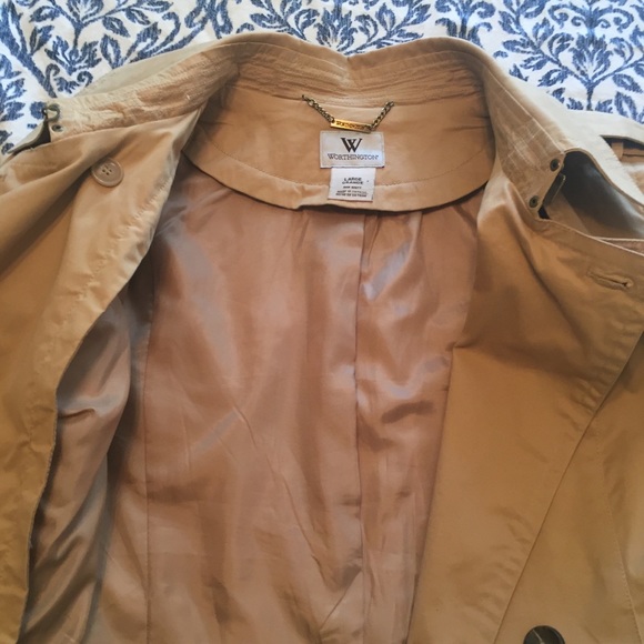 Worthington Khaki Trench Coat with Pleated Skirt - Picture 8 of 8